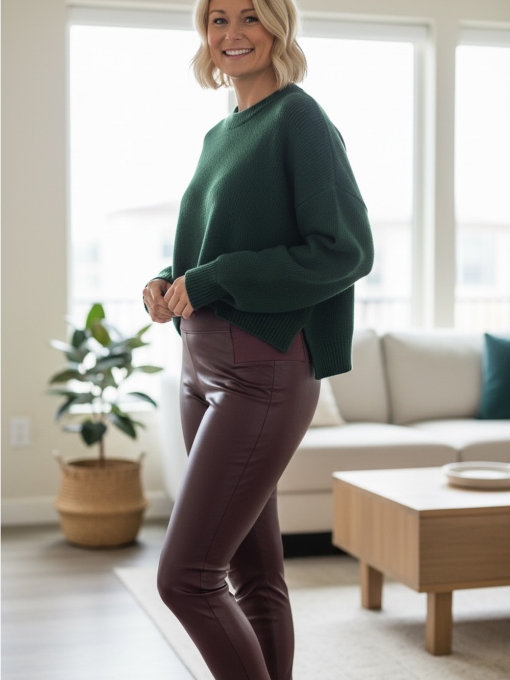 a new day with Burgundy Faux Leather Leggings